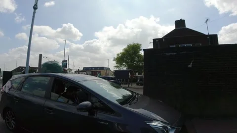 Low Angle Car Mounted Camera Luton City Street View Footage Stock Footage 314413164