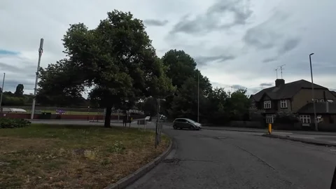 Low Angle Car Mounted Camera Luton City Street View Footage Stock Footage 314413169