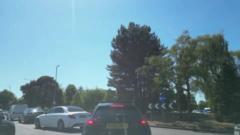 Low Angle Car Mounted Camera Luton City Street View Footage Stock Footage 314413195