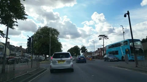 Low Angle Car Mounted Camera Luton City Street View Footage Stock Footage 314413209