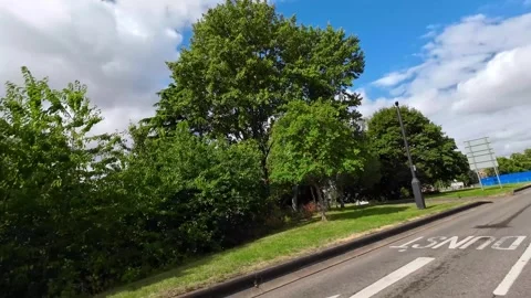 Low Angle Car Mounted Camera Luton City Street View Footage Stock Footage 314413235