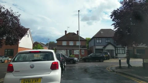 Low Angle Car Mounted Camera Luton City Street View Footage Stock Footage 314413281