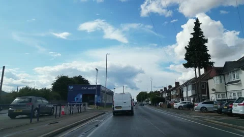 Low Angle Car Mounted Camera Luton City Street View Footage Stock Footage 314413290