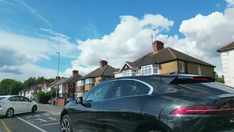 Low Angle Car Mounted Camera Luton City Street View Footage Stock Footage 314413298