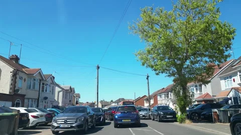 Low Angle Car Mounted Camera Luton City Street View Footage Stock Footage 314413313