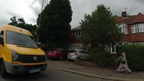 Low Angle Car Mounted Camera Luton City Street View Footage Stock Footage 314413325
