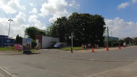 Low Angle Car Mounted Camera Luton City Street View Footage Stock Footage 314413333