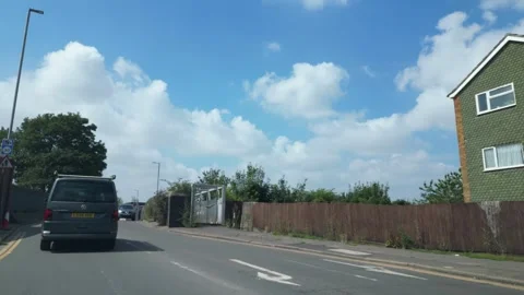 Low Angle Car Mounted Camera Luton City Street View Footage Video stock 314413371