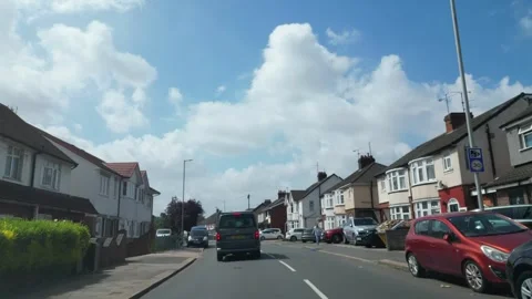 Low Angle Car Mounted Camera Luton City Street View Footage Stock Footage 314413374