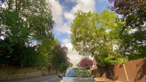 Low Angle Car Mounted Camera Luton City Street View Footage Stock Footage 314413379