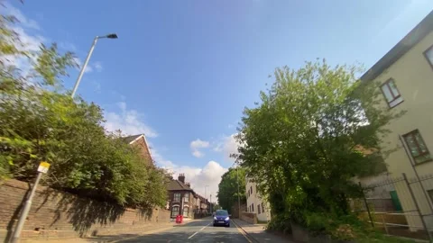 Low Angle Car Mounted Camera Luton City Street View Footage Stock Footage 314413388