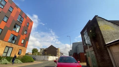 Low Angle Car Mounted Camera Luton City Street View Footage Stock Footage 314413400