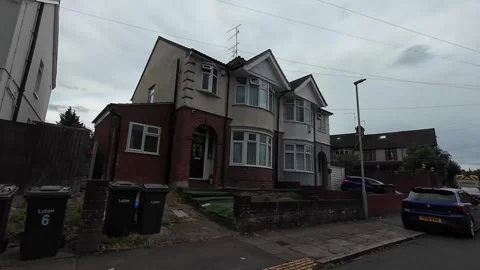 Low Angle Car Mounted Camera Luton City Street View Footage Stock Footage 314413412