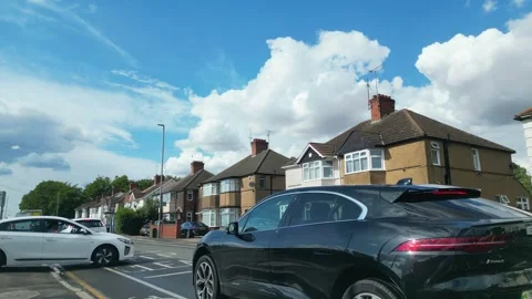 Low Angle Car Mounted Camera Luton City Street View Footage Stock Footage 314413413