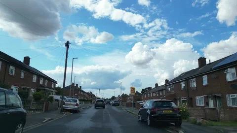 Low Angle Car Mounted Camera Luton City Street View Footage Stock Footage 314413421