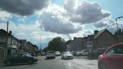Low Angle Car Mounted Camera Luton City Street View Footage Stock Footage 314413438