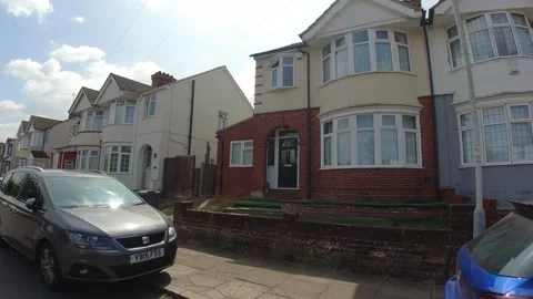 Low Angle Car Mounted Camera Luton City Street View Footage Video stock 314413452