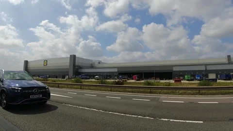 Low Angle Car Mounted Camera Luton City Street View Footage Stock Footage 314413476