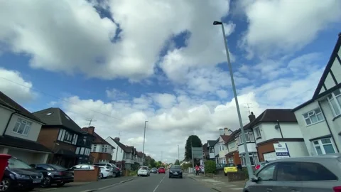 Low Angle Car Mounted Camera Luton City Street View Footage Stock Footage 314413491