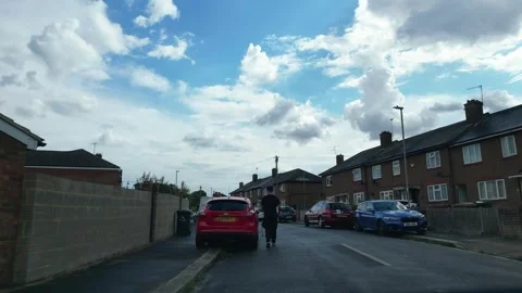Low Angle Car Mounted Camera Luton City Street View Footage Stock Footage 314413555
