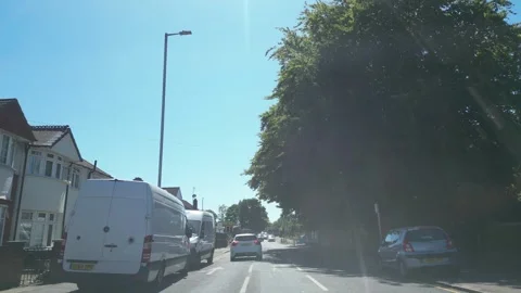 Low Angle Car Mounted Camera Luton City Street View Footage Stock Footage 314413595