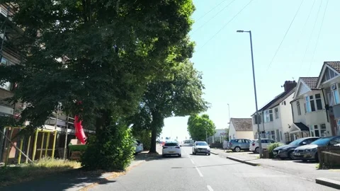 Low Angle Car Mounted Camera Luton City Street View Footage Stock Footage 314413600