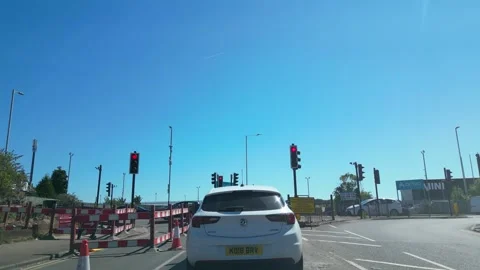 Low Angle Car Mounted Camera Luton City Street View Footage Stock Footage 314413604
