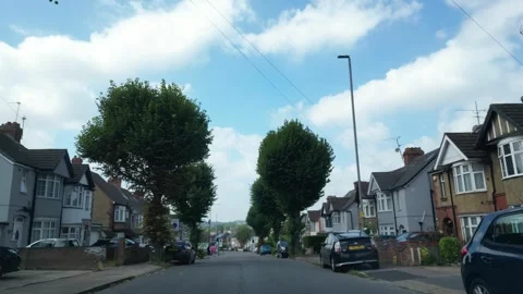 Low Angle Car Mounted Camera Luton City Street View Footage Video stock 314413616