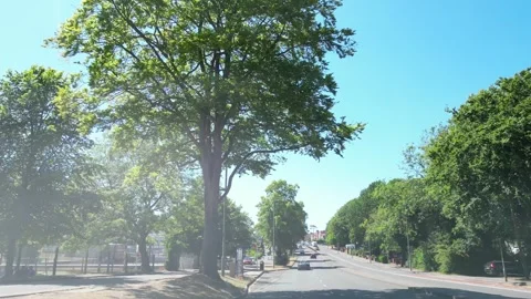 Low Angle Car Mounted Camera Luton City Street View Footage Stock Footage 314413619