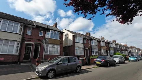 Low Angle Car Mounted Camera Luton City Street View Footage Stock Footage 314413658