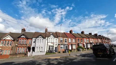 Low Angle Car Mounted Camera Luton City Street View Footage Video stock 314413679