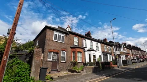 Low Angle Car Mounted Camera Luton City Street View Footage Stock Footage 314413689