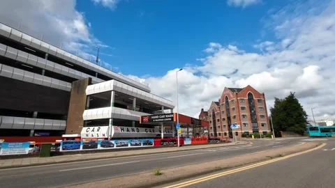 Low Angle Car Mounted Camera Luton City Street View Footage Stock Footage 314413724