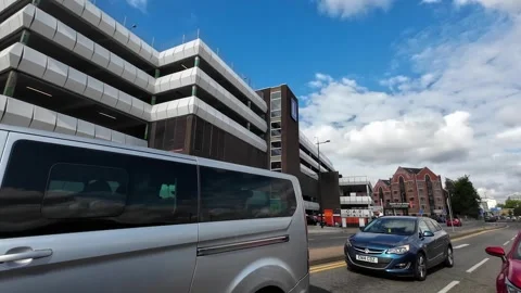 Low Angle Car Mounted Camera Luton City Street View Footage Stock Footage 314413731