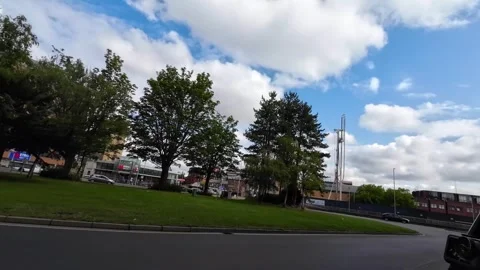 Low Angle Car Mounted Camera Luton City Street View Footage Stock Footage 314413767