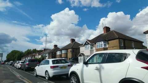Low Angle Car Mounted Camera Luton City Street View Footage Stock Footage 314413792