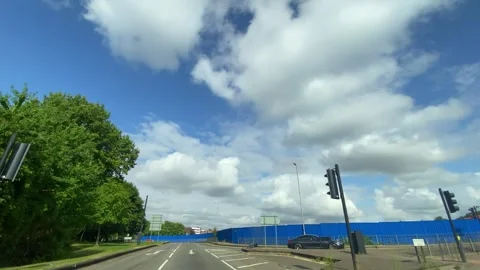 Low Angle Car Mounted Camera Luton City Street View Footage Stock Footage 314413829
