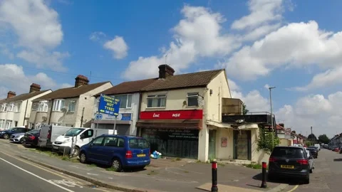 Low Angle Car Mounted Camera Luton City Street View Footage Stock Footage 314413852