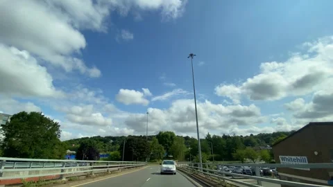Low Angle Car Mounted Camera Luton City Street View Footage Stock Footage 314413885
