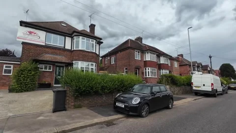 Low Angle Car Mounted Camera Luton City Street View Footage Video stock 314413905