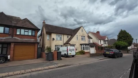Low Angle Car Mounted Camera Luton City Street View Footage Stock Footage 314413914