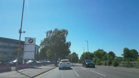 Low Angle Car Mounted Camera Luton City Street View Footage Stock Footage 314413929