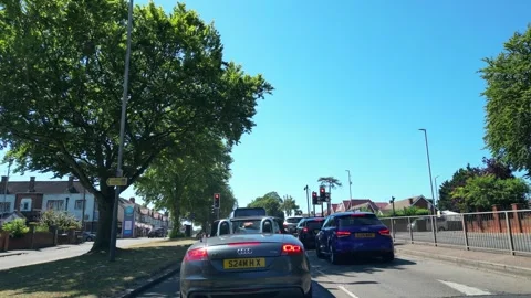 Low Angle Car Mounted Camera Luton City Street View Footage Stock Footage 314413930
