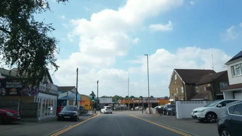 Low Angle Car Mounted Camera Luton City Street View Footage Stock Footage 314413951