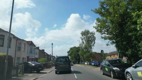 Low Angle Car Mounted Camera Luton City Street View Footage Video stock 314413955