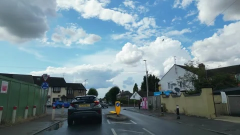 Low Angle Car Mounted Camera Luton City Street View Footage Video stock 314413963