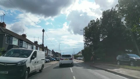 Low Angle Car Mounted Camera Luton City Street View Footage Stock Footage 314413965