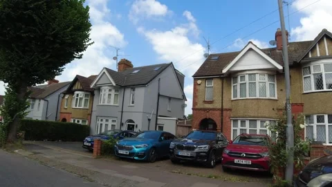 Low Angle Car Mounted Camera Luton City Street View Footage Video stock 314414117