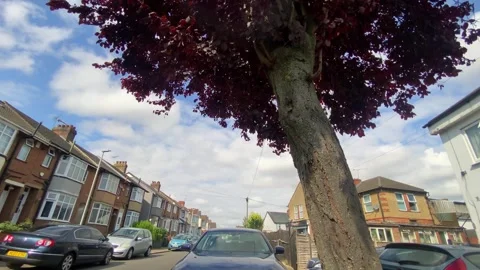 Low Angle Car Mounted Camera Luton City Street View Footage Stock Footage 314414134