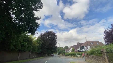 Low Angle Car Mounted Camera Luton City Street View Footage Stock Footage 314414237